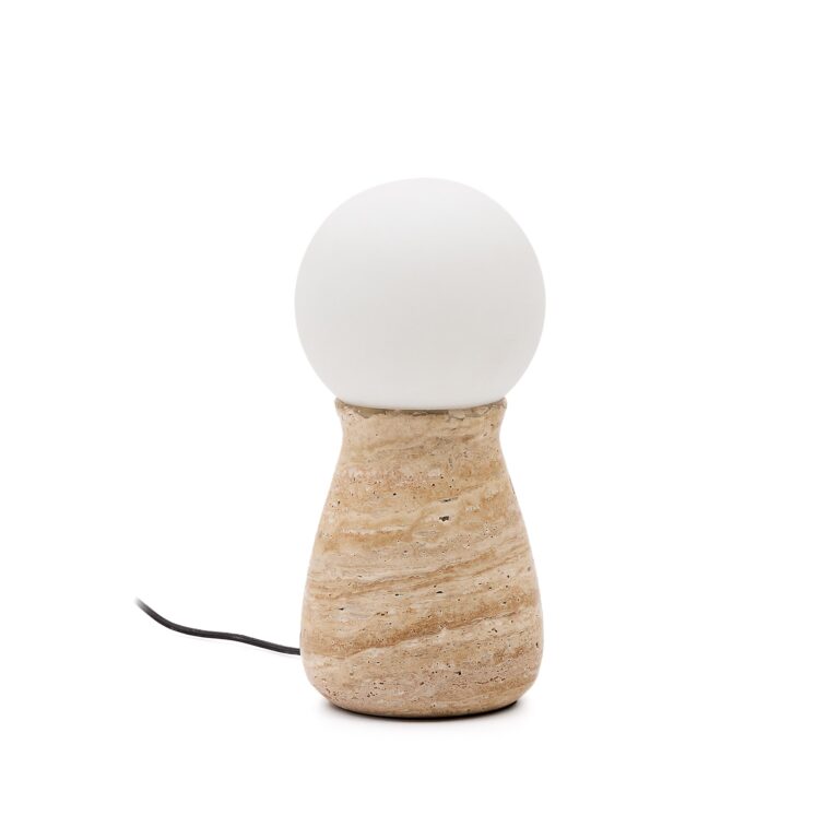 KAVE HOME Okeni bordlampe - glas og beige travertin