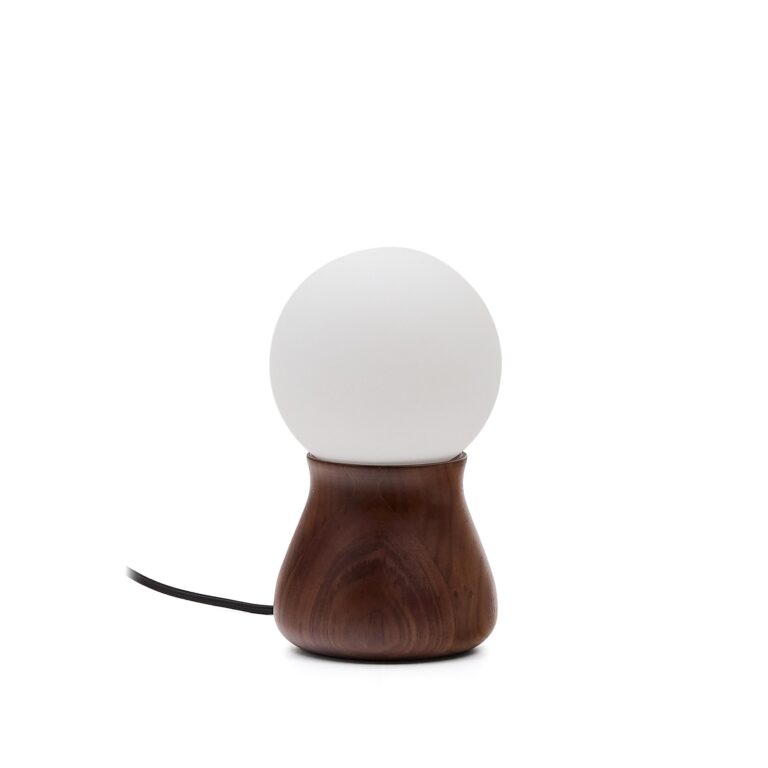 KAVE HOME Okeni bordlampe - glas og brun valnøddefinér