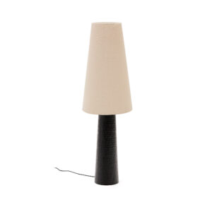 KAVE HOME Senni bordlampe - natur stof og sort metal