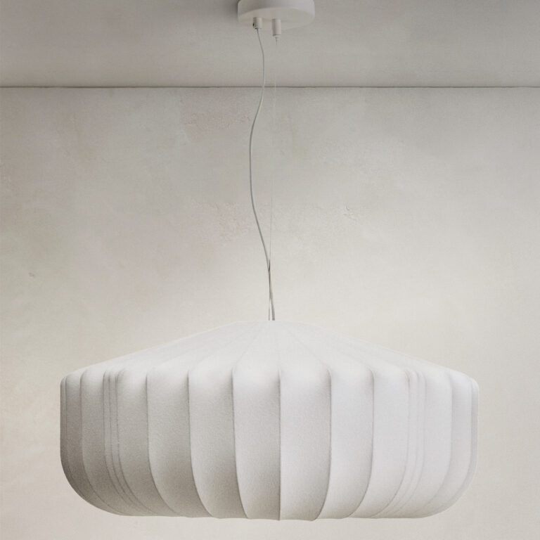 KAVE HOME Somar loftlampe - hvid syntetiske fibre og stålstænger (Ø76)