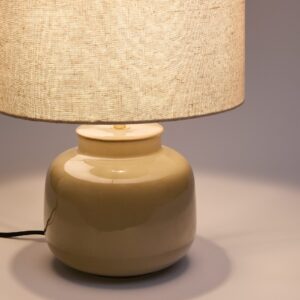 KAVE HOME Tay bordlampe i grøn keramik og beige linned