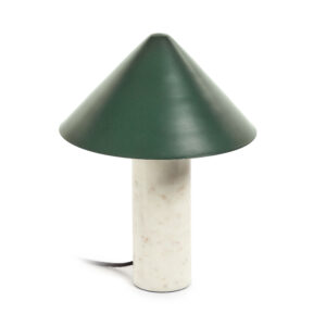 KAVE HOME Valentine bordlampe - hvid marmor og grøn metal