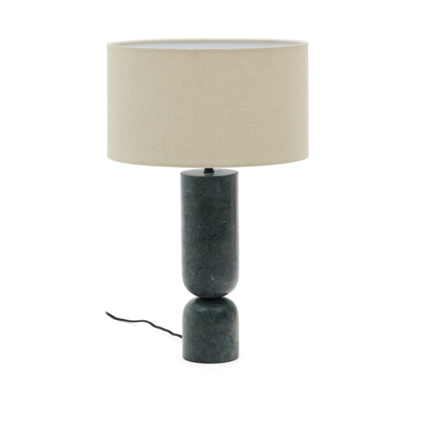 KAVE HOME Vex bordlampe, m. grå hørskærm - grøn marmor
