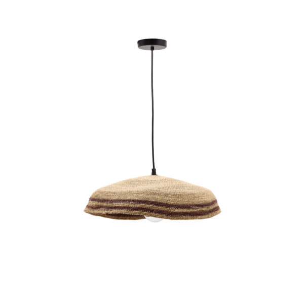 KAVE HOME Vinyola loftlampe, rund - natur og sort søgræs (Ø44)