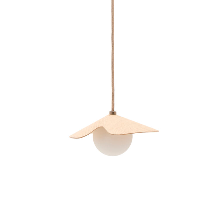 KAVE HOME Wilara loftlampe - 1 hvid røget glaskugle og egetræsfiner