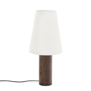 Kave Home Marga Gulvlampe med Elfenben Bomuld og Mørkebrun Gummitræ