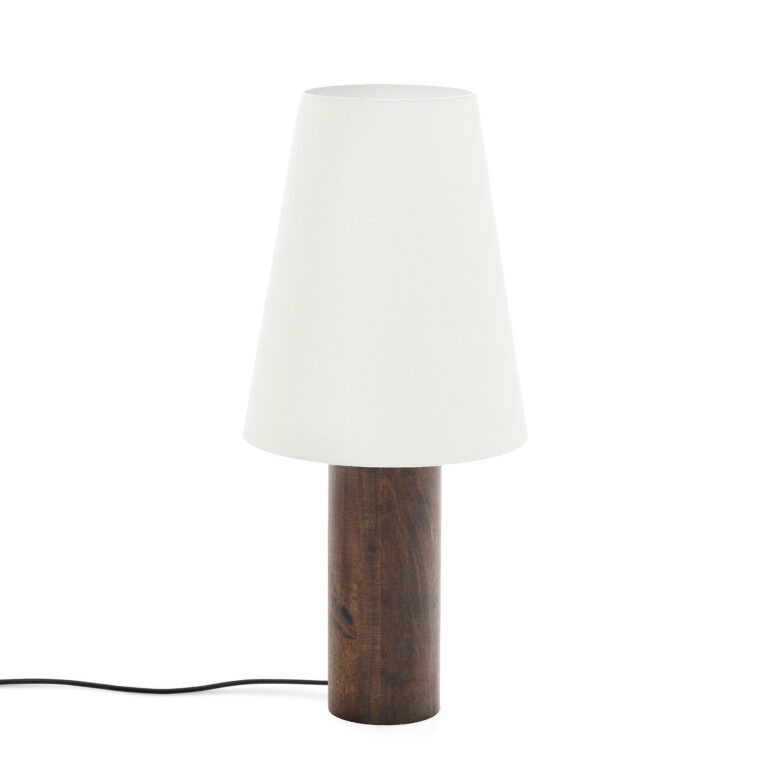 KAVE HOME Marga gulvlampe - elfenben bomuld og mørkebrun gummitræ