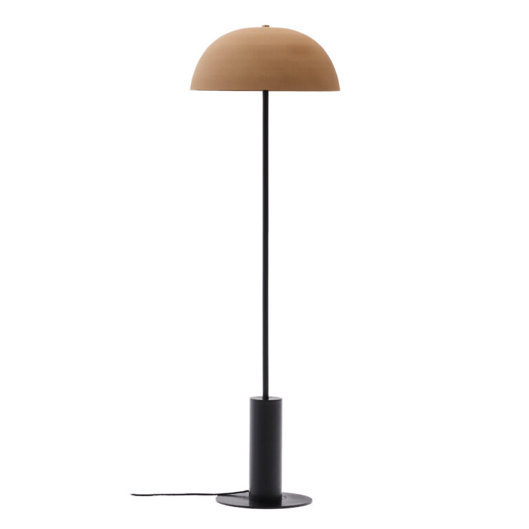KAVE HOME Nibla gulvlampe, m. UK-adapter - sort metal med skærm i terracotta-effekt