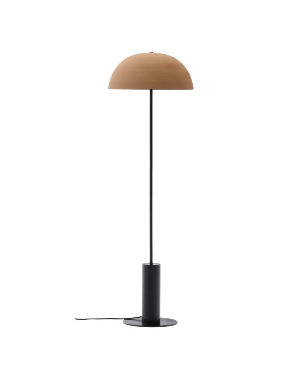 Kave Home Nibla Gulvlampe Sort Metal Med Skærm I Terracotta-Effekt