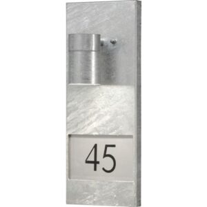 Konstsmide Modena udendørs væglampe med husnummer, galvaniseret stål