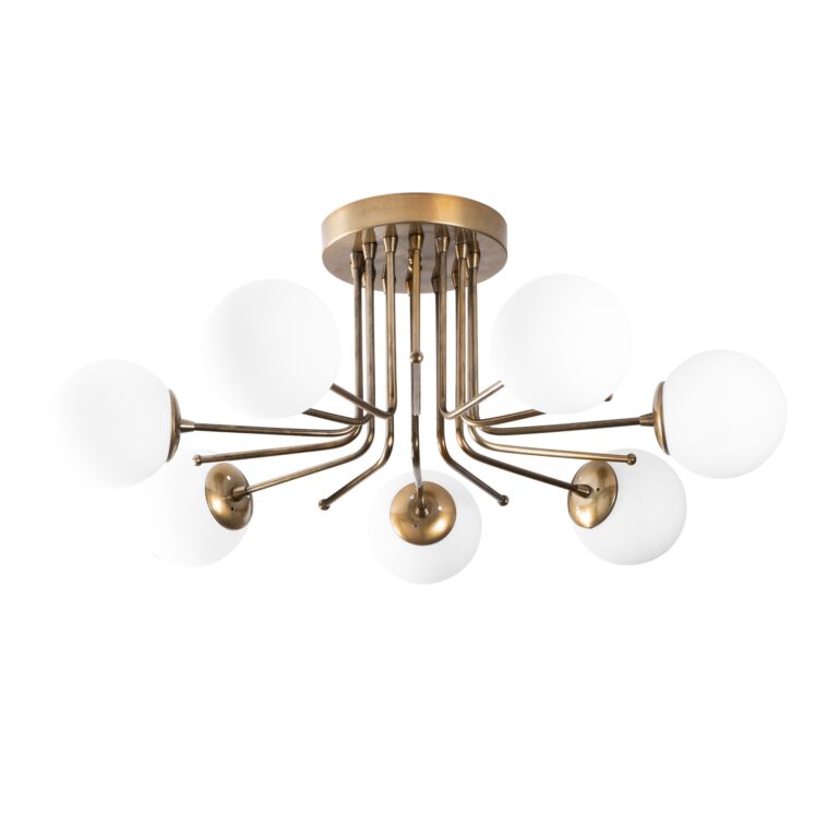 LUMI Chiavari loftlampe - hvid glas og guldfarvet jern