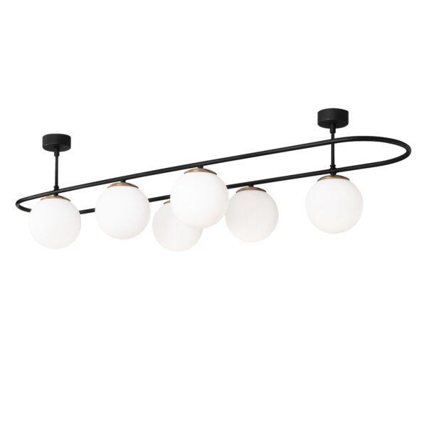 LUMI Cholet loftlampe - hvid glas og sort metal