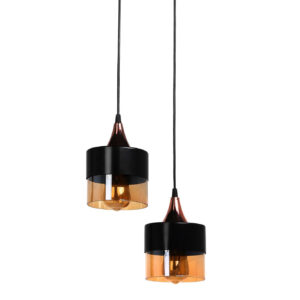 LUMI Coimbra loftlampe - kobber glas og sort metal