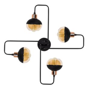 LUMI Cruz loftlampe - glas og kobber/sort jern