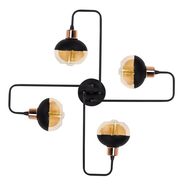 LUMI Cruz loftlampe - glas og kobber/sort jern
