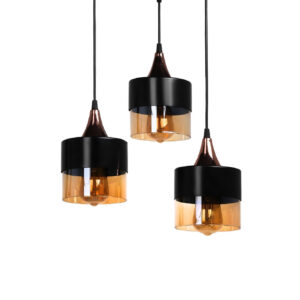 LUMI Feira loftlampe - kobber glas og sort metal