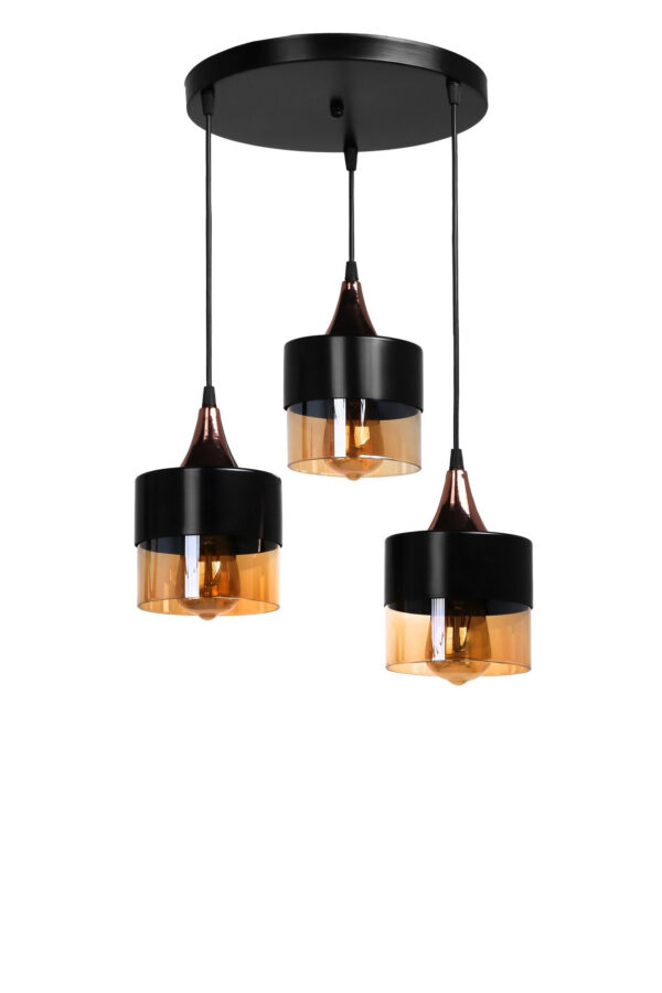 LUMI Feira loftlampe - kobber glas og sort metal