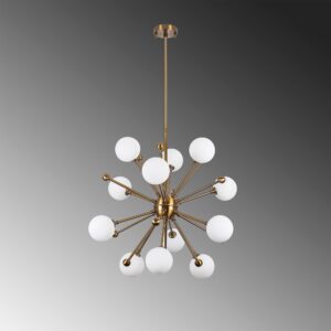 LUMI Leiria loftlampe - glas og guldfarvet metal