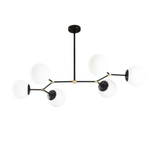 LUMI Lunaris loftlampe - hvid glas og sort metal