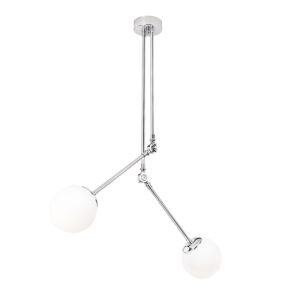 LUMI Madeira loftlampe - hvid glas og sølvfarvet metal