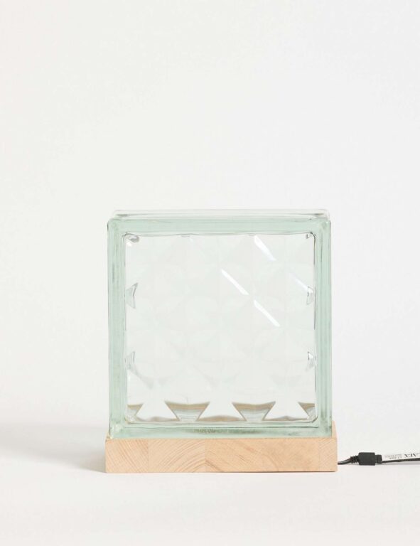 LUMI Mood Block bordlampe - klar glas og træ