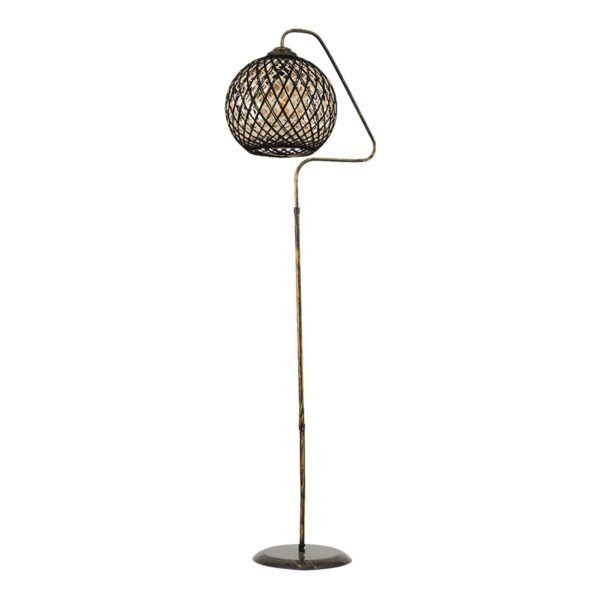 LUMI Potenza gulvlampe - guld/sort jute og guld/sort metal