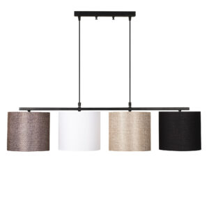 LUMI Ragusa loftlampe - hvid/brun/sort stof og sort metal