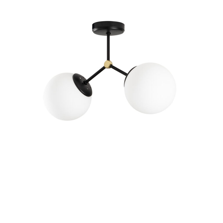 LUMI Saint-Malo loftlampe - hvid glas og sort metal
