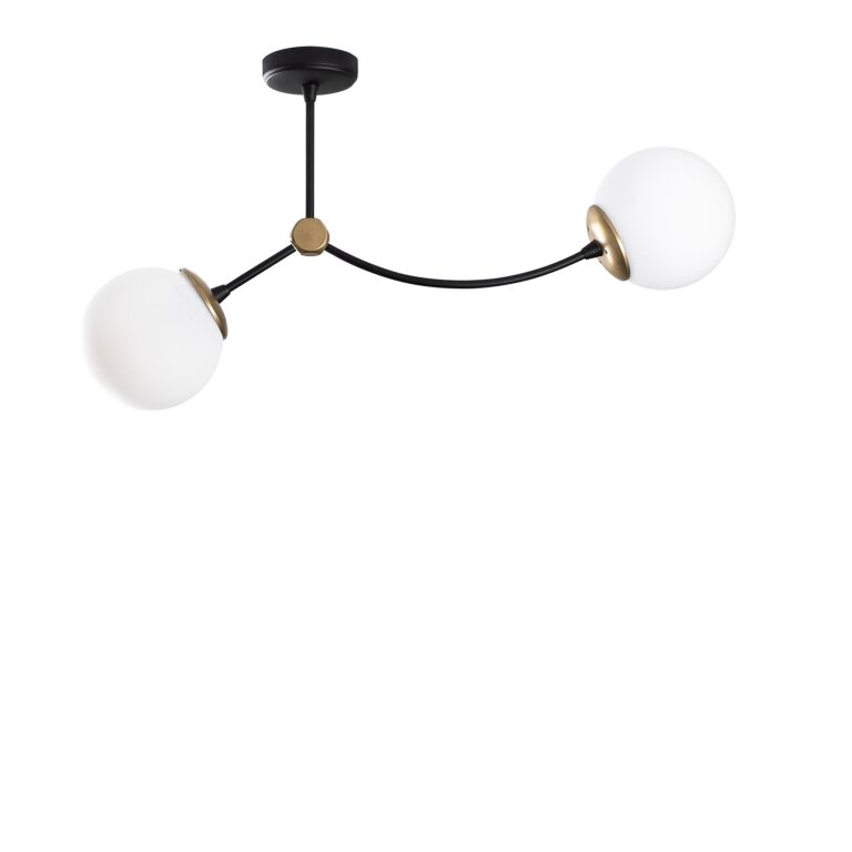LUMI Tarragona loftlampe - hvid glas og sort metal