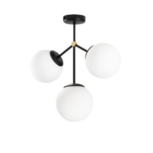 LUMI Terrassa loftlampe - hvid glas og sort metal