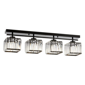 LUMI Tomar loftlampe - krystal og sort metal