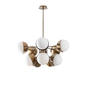 LUMI Trani loftlampe - hvid glas og guld metal