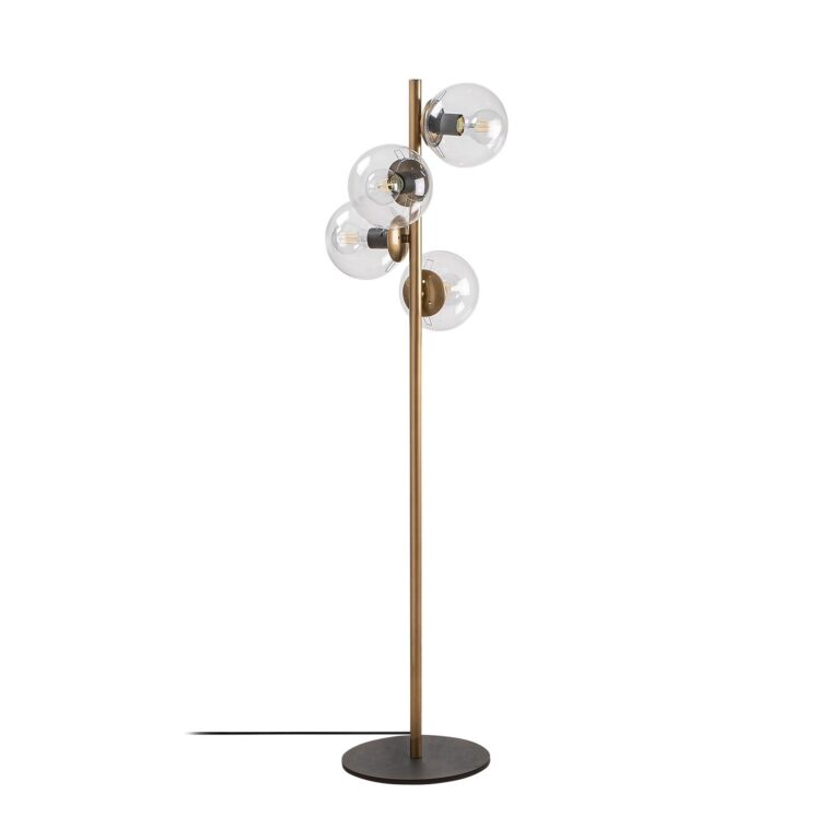 LUMI gulvlampe - glas og guld metal