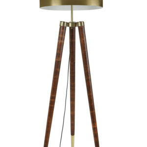 LUMI gulvlampe - guld metal og natur