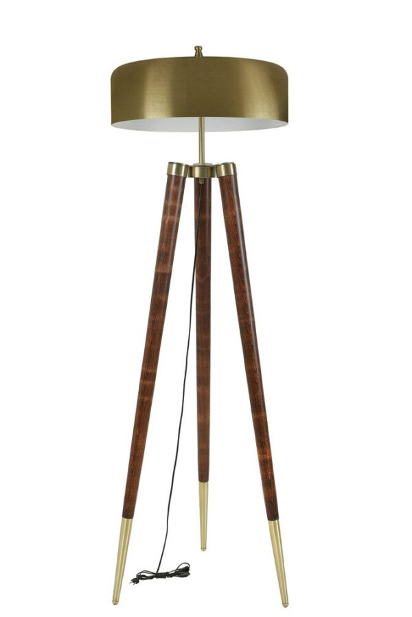 LUMI gulvlampe - guld metal og natur