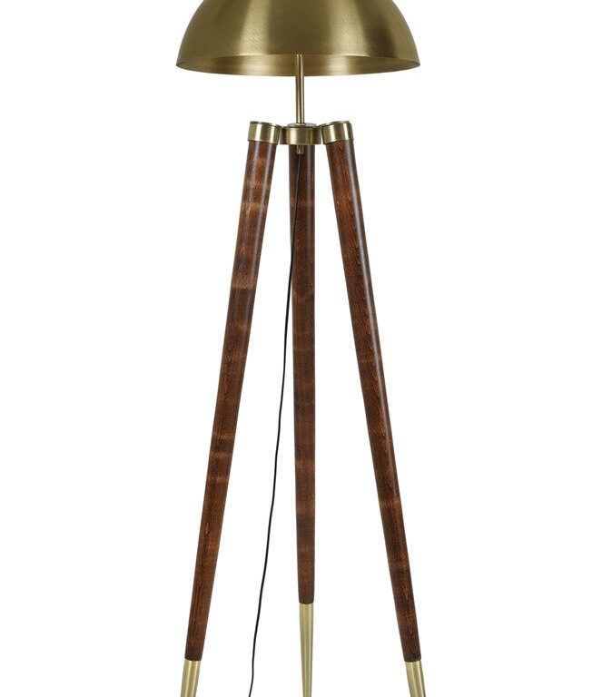 LUMI gulvlampe - guld metal og natur