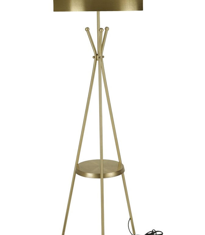 LUMI gulvlampe, m. hylde - guld metal