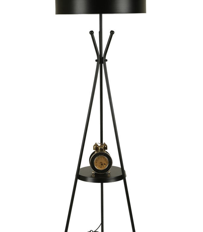 LUMI gulvlampe, m. hylde - sort metal