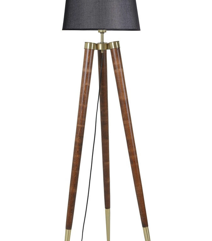 LUMI gulvlampe - sort stof og natur