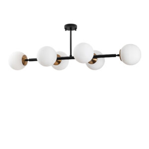 LUMI loftlampe - creme glas og guld/sort metal