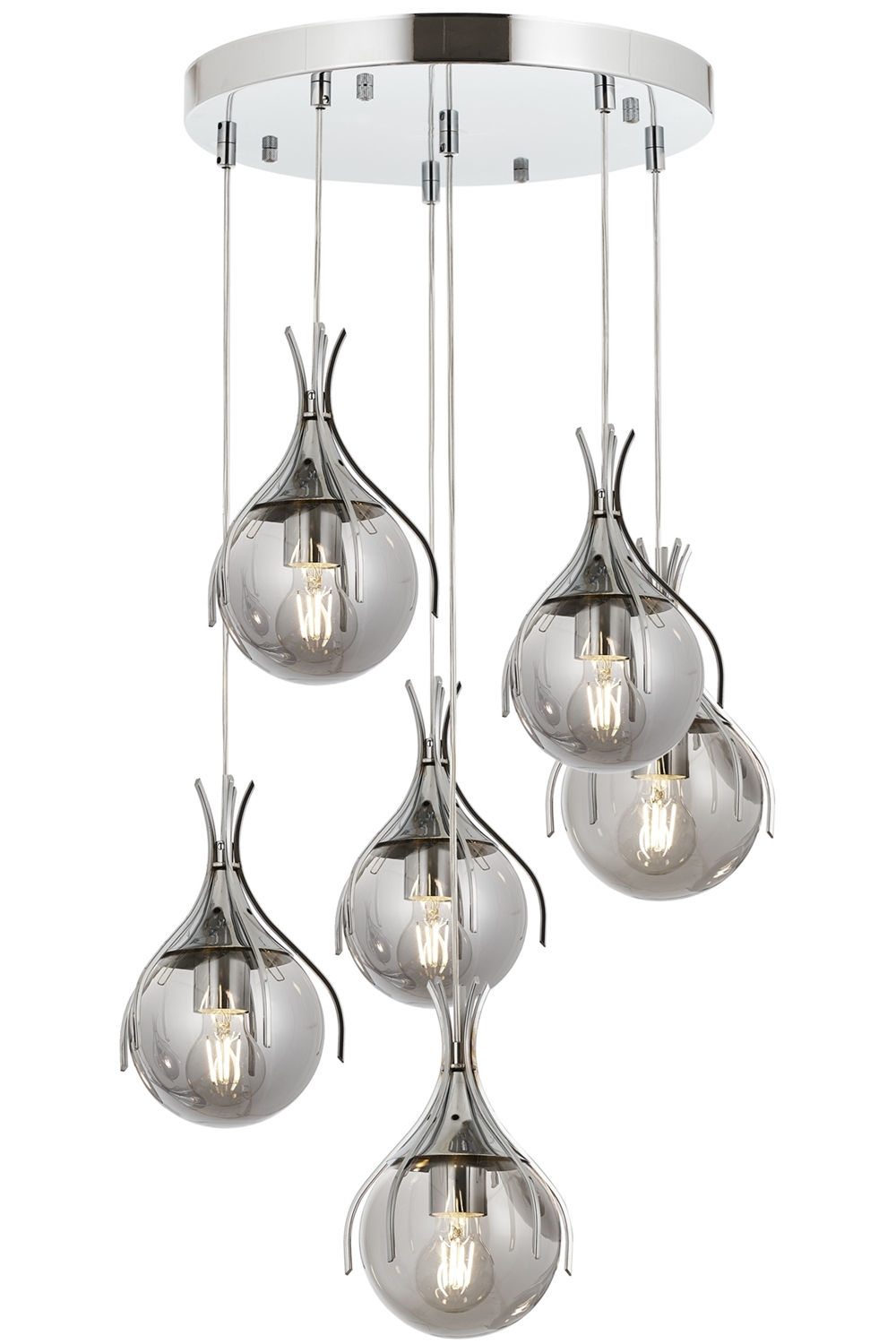 LUMI loftlampe - glas og sølvfarvet metal