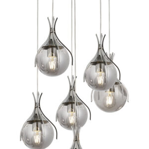 LUMI loftlampe - glas og sølvfarvet metal