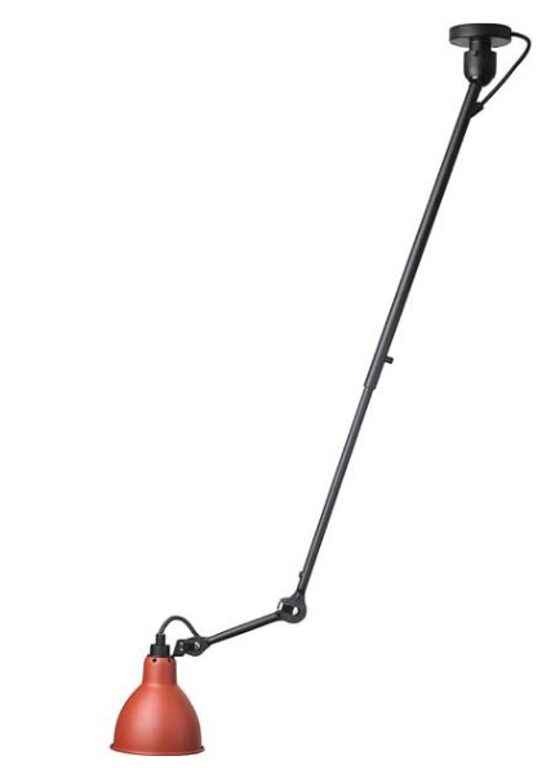 Lampe Gras No 302 loftlampe, sort/rød