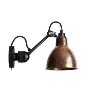Lampe Gras No 304SW væglampe, sort/rå kobber