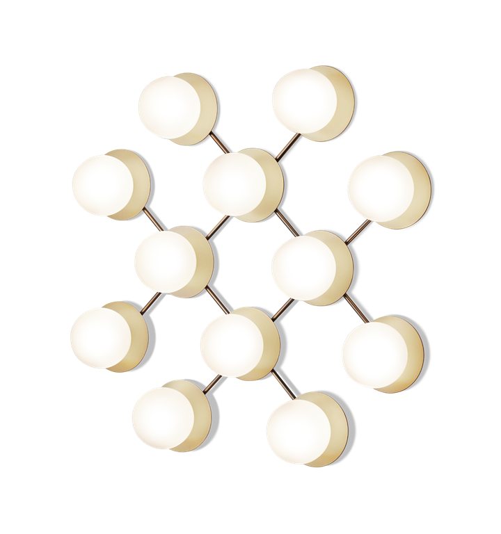 Liila 12 væglampe / loftlampe, nordic guld/opal