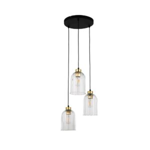 MICADONI Avior loftlampe - glas og guld/sort metal