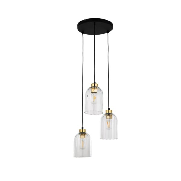 MICADONI Avior loftlampe - glas og guld/sort metal