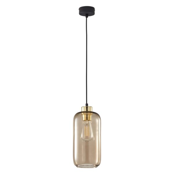 MICADONI Lumos loftlampe - brun glas og guld/sort metal