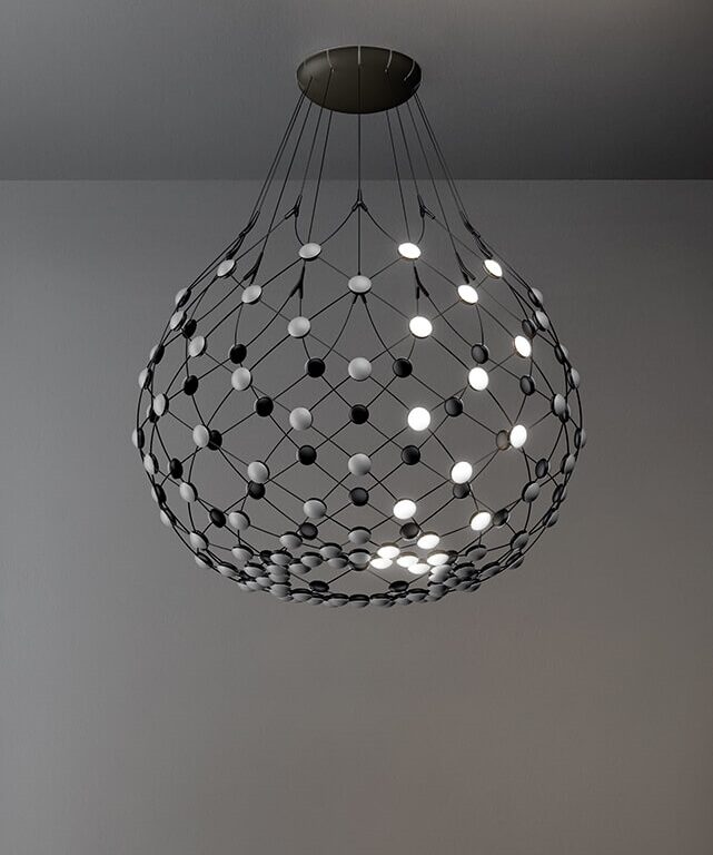 Mesh pendel wireless Ø100 / 4 m ledning, sort