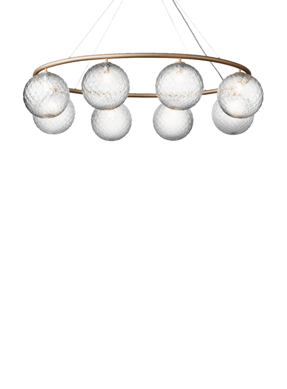 Miira 8 Oval lysekrone, messing/klar